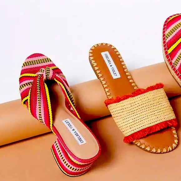 New Chelsea & Violet Gia Knot Stripe Printed Mules - Picture 5 of 16